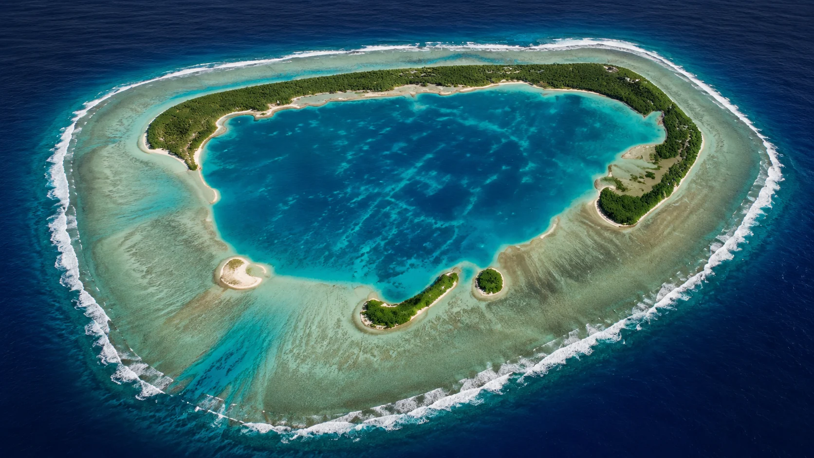 Island in deep blue ocean